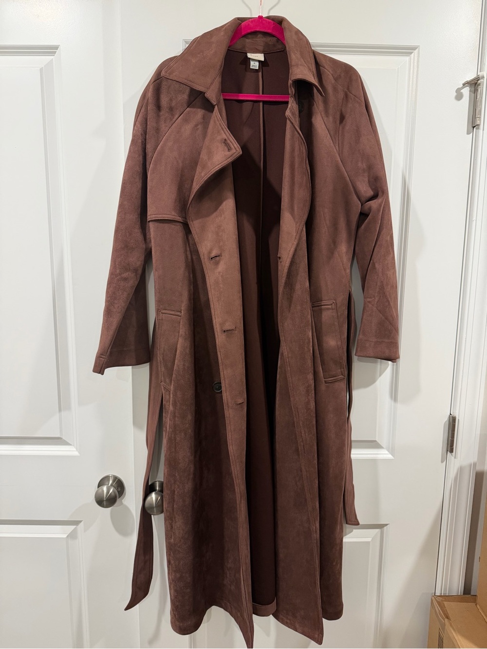 Classic Long Suede Trench Coat